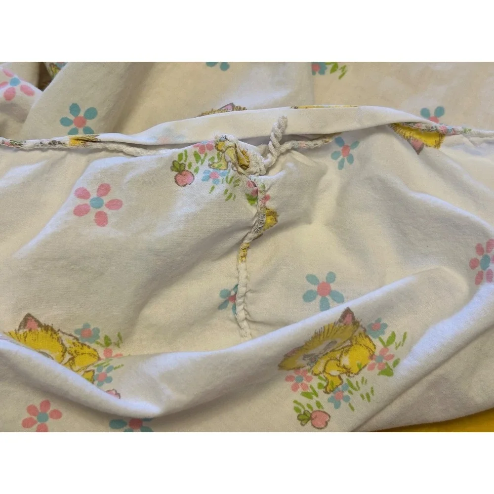VTG 80s Kittens Cats Baby Crib Fitted Sheet Cottagecore
